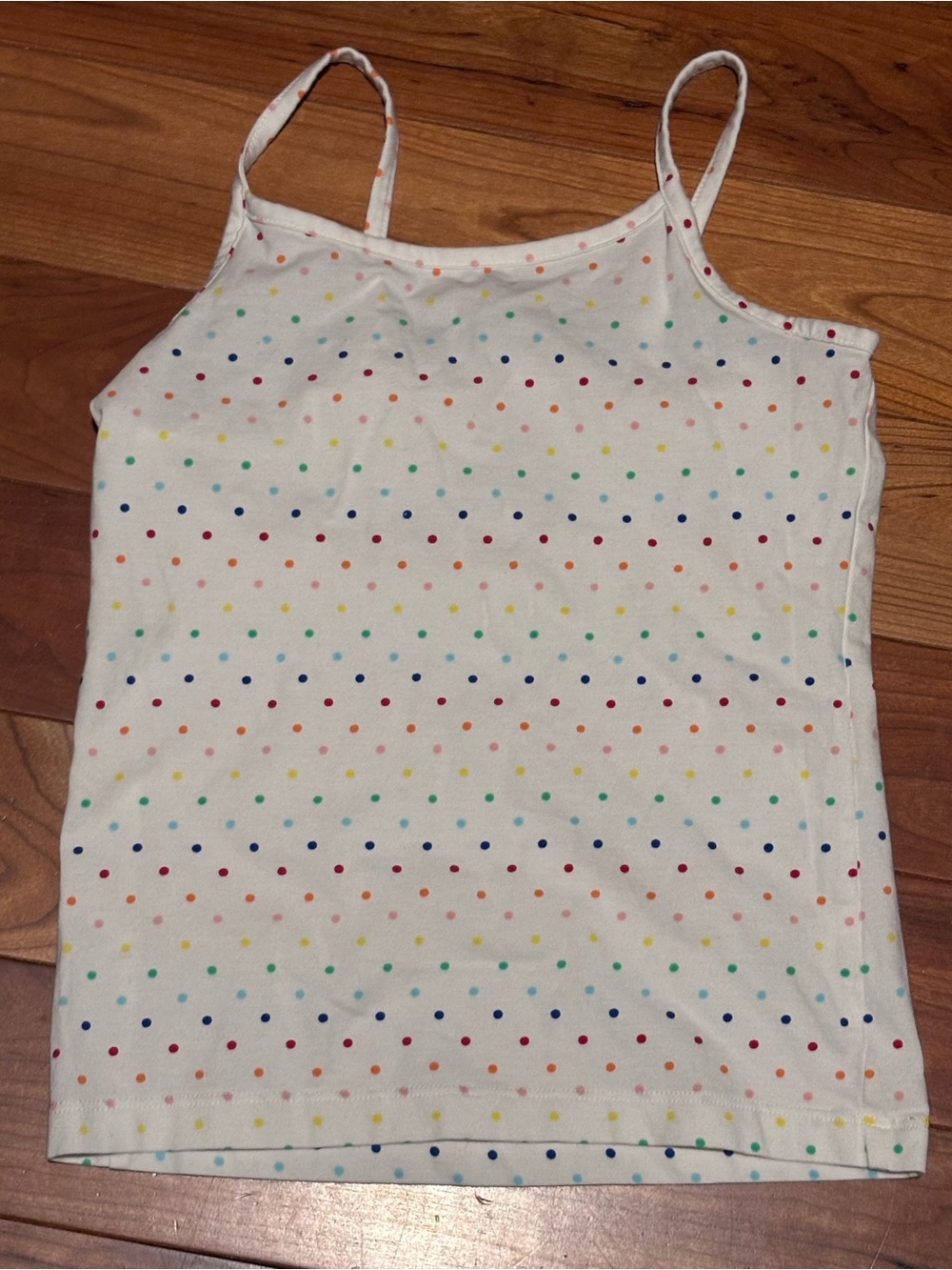 Primary White Tank Top with Multicolor Polka Dots - Picture 1 of 3